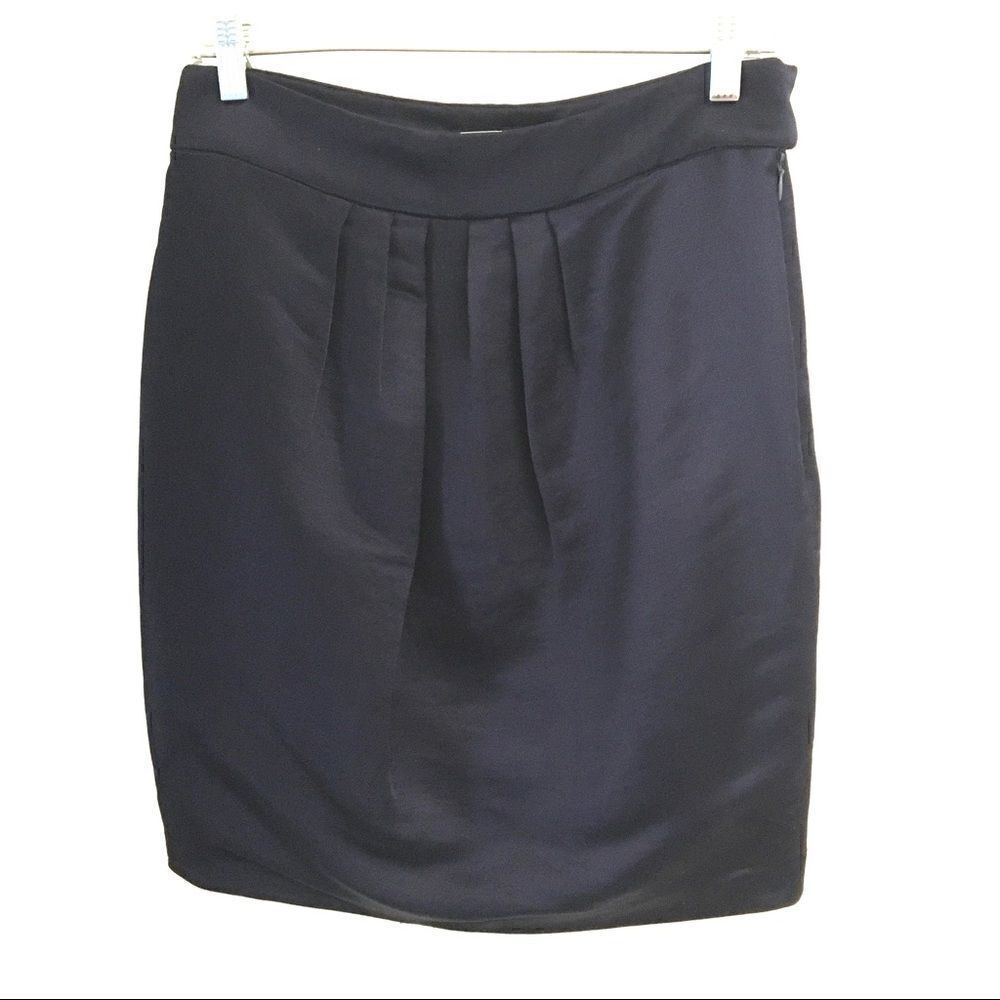 NWT designer Jan Warnock navy pleat pencil skirt S OfficeSiren Corpcore‎